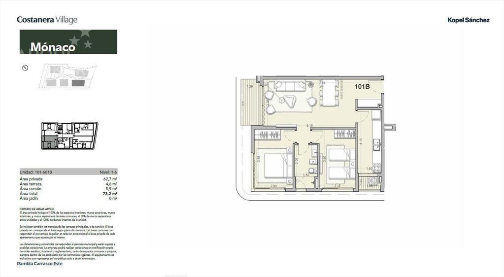 Apartamento de dos dormitorios en alquiler en Barra de Carr