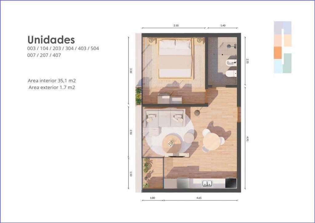 Apartamento de un dormitorio en venta en Playa Mansa - 203