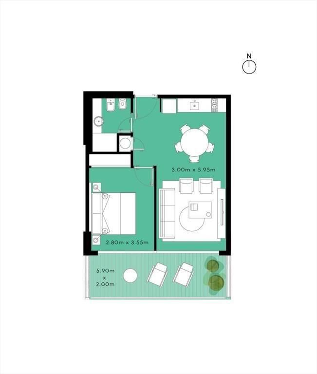 Apartamento de un dormitorio en venta en Colonia del Sacram
