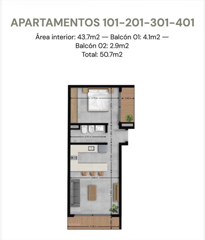 Apto 1 Dorm. en POZO-EUDOKIA