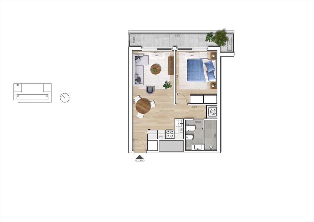 Venta apartamento un dormitorio en Capurro - 2902b