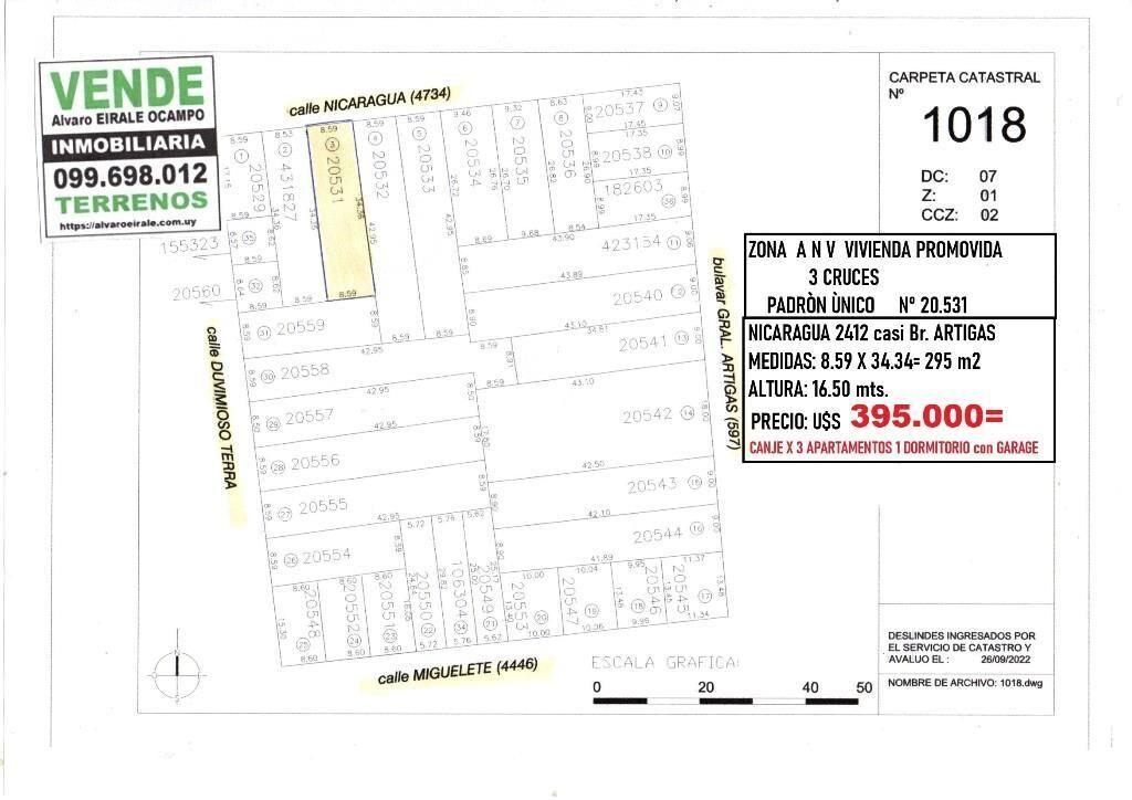 # ZONA A N V LA BLANQUEADA 9. X 34.= 295 m2 Alt. 16.50