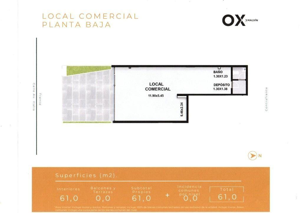 * MALVIN LOCAL COMERCIAL 61 m2 Av. ITALIA 3937