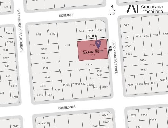 Padrón para desarrollo | Centro | 686 m² | 21,35 m de frente