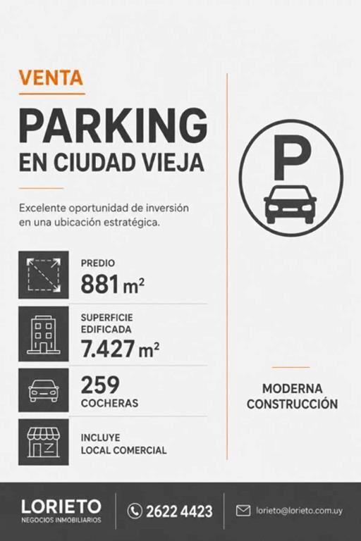 Importante Parking en Ciudad Vieja. 259 cocheras + local