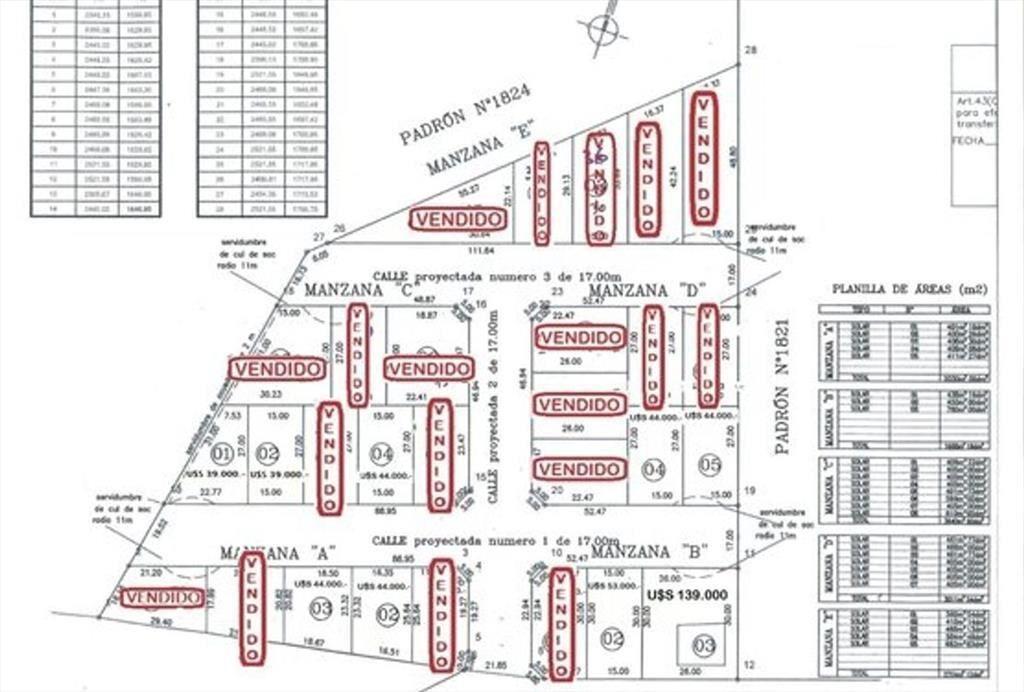 Venta de terreno en Pando DESDE U$S 40.000.-