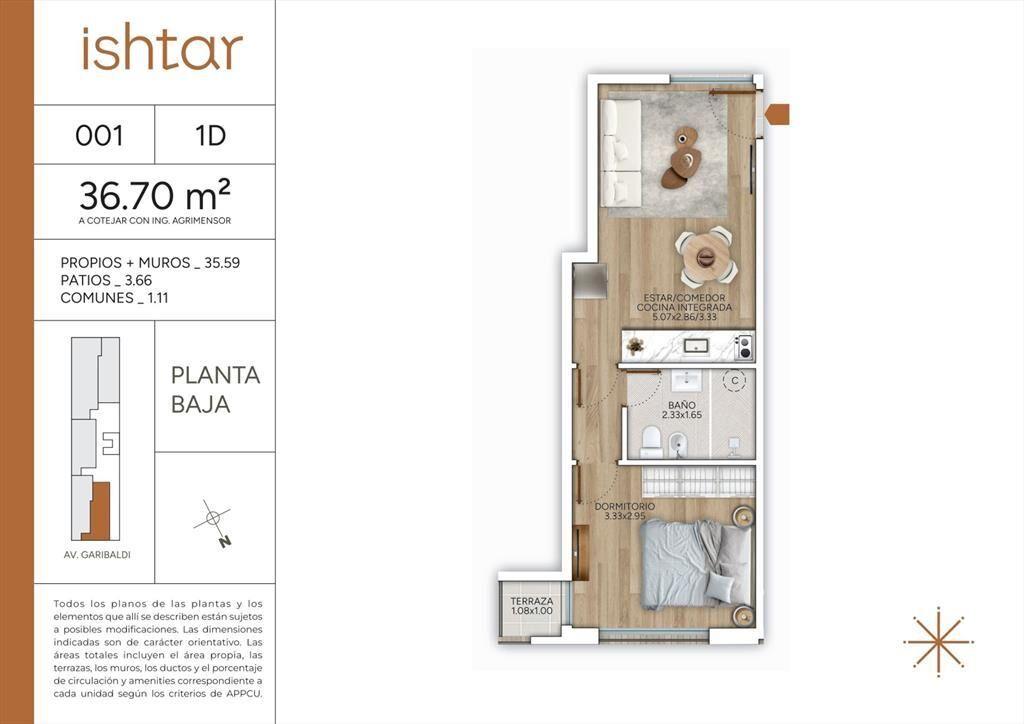 VENTA APARTAMENTO 1 DORMITORIO GOES POZO