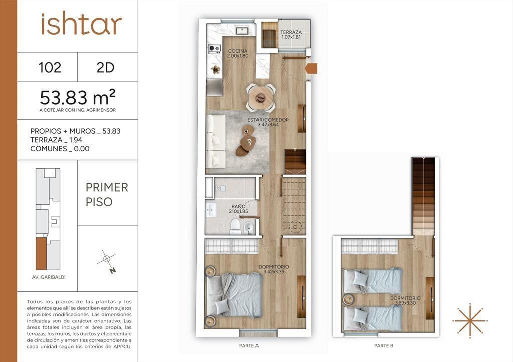 VENTA APARTAMENTO 2 DORMITORIOS DUPLEX GOES