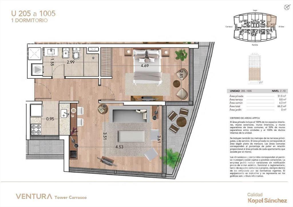 Apartamento 1 dormitorio en alquiler en Barra de Carrasco