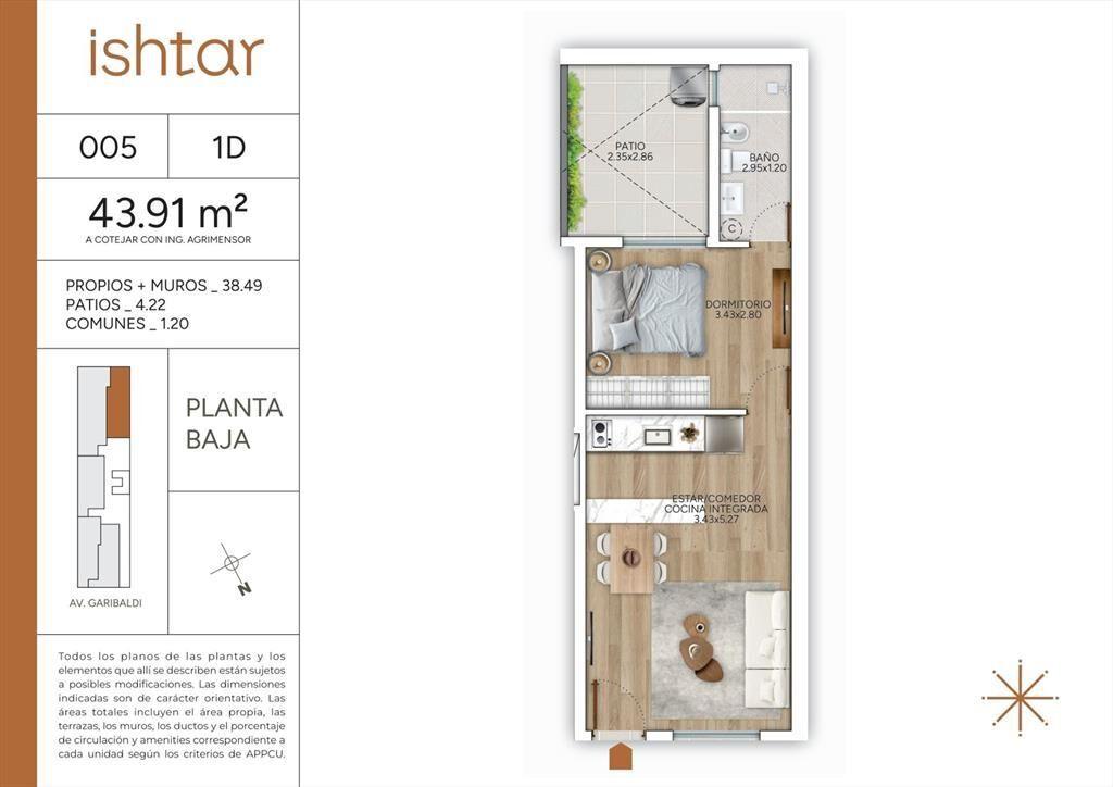 VENTA APARTAMENTO 1 DORMITORIO GOES