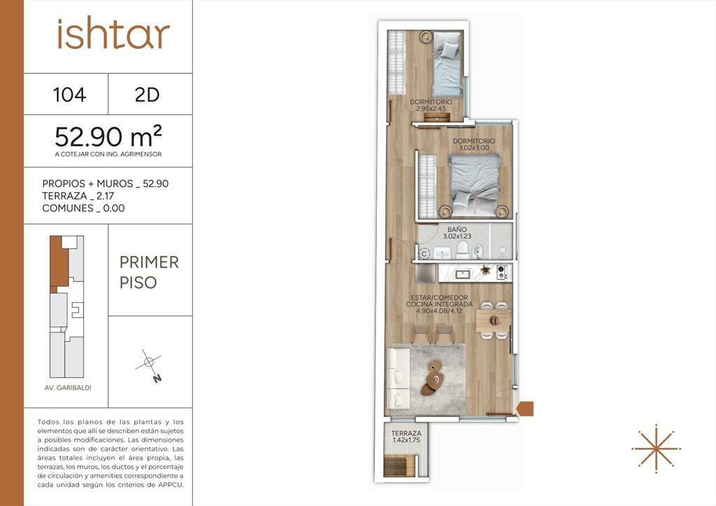 VENTA APARTAMENTO 2 DORMITORIOS GOES POZO